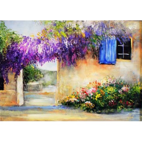  Obraz olejny ręcznie malowany Lawendowy domek 50x70cm