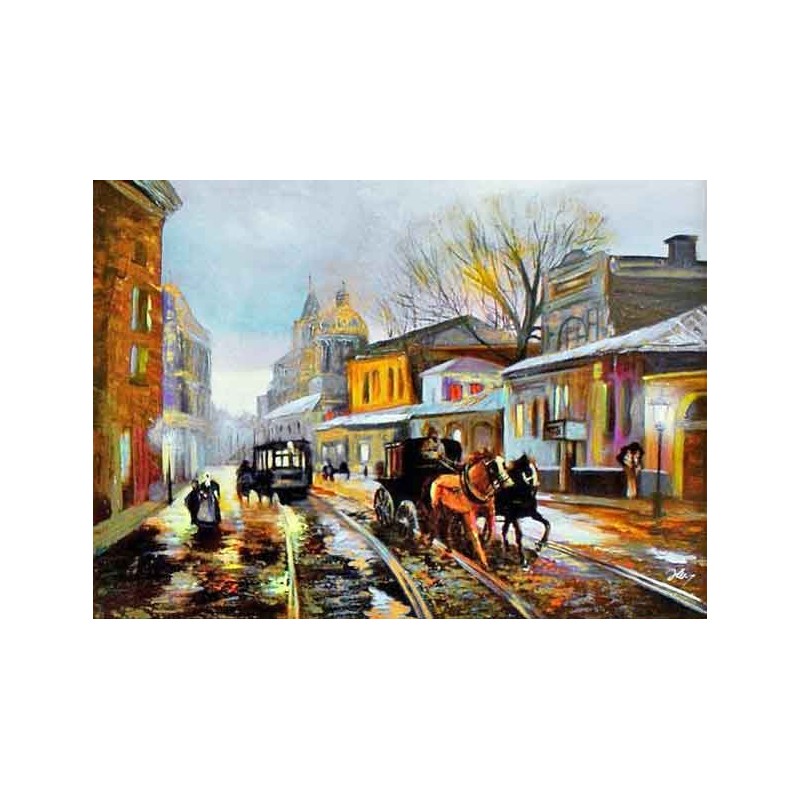  Obraz olejny ręcznie malowany Pejzaż miejski 50x70cm
