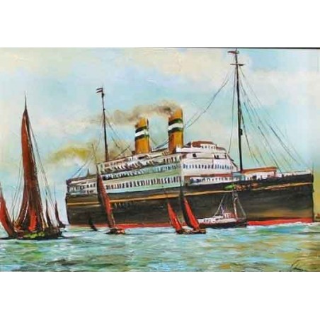  Obraz olejny ręcznie malowany Parostatek 60x90cm
