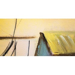  Obraz olejny ręcznie malowany Statki w porcie 60x90cm