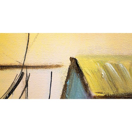  Obraz olejny ręcznie malowany Statki w porcie 60x90cm