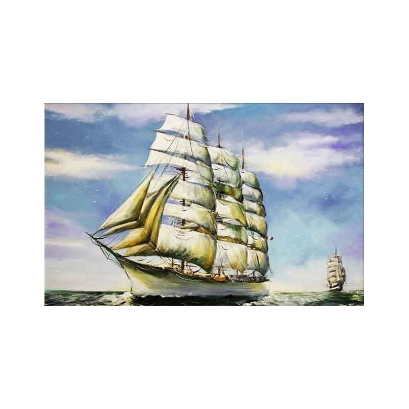 Obraz olejny ręcznie malowany Statek na morzu 60x90cm