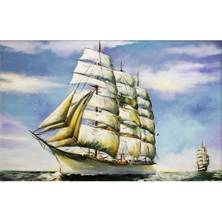  Obraz olejny ręcznie malowany Statek na morzu 60x90cm