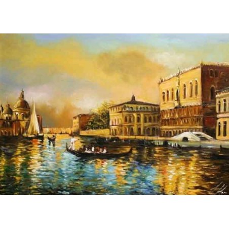  Obraz olejny ręcznie malowany Statki w porcie 50x70cm