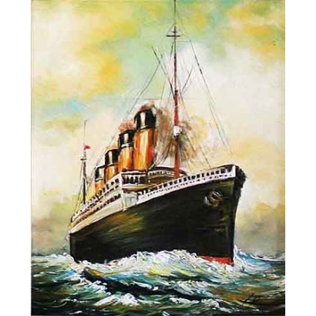  Obraz olejny ręcznie malowany Parowiec 50x60cm