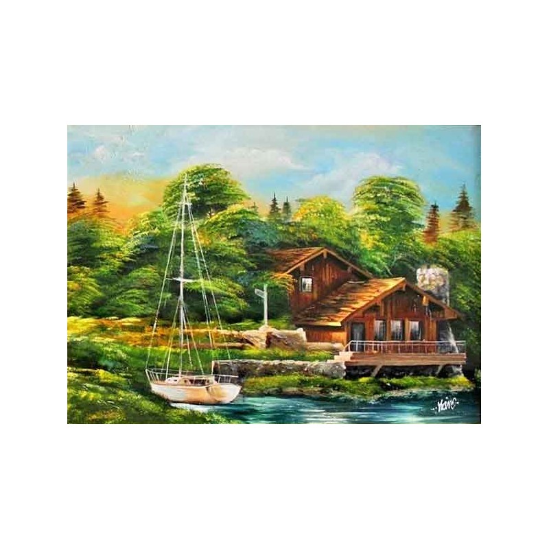  Obraz olejny ręcznie malowany 50x70cm Nadmorska przystań
