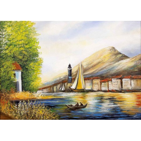  Obraz olejny ręcznie malowany Nadmorski krajobraz 50x70cm