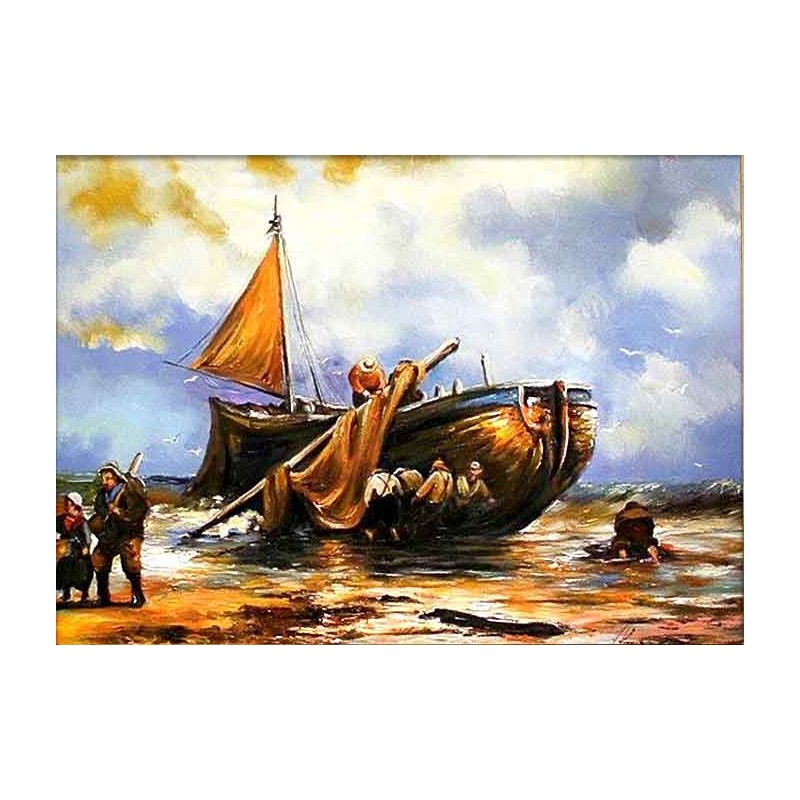  Obraz olejny ręcznie malowany 60x90cm Rybacy