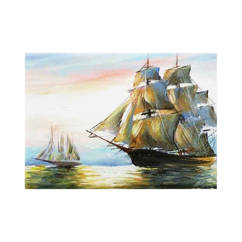  Obraz olejny ręcznie malowany Statki na morzu 50x70cm