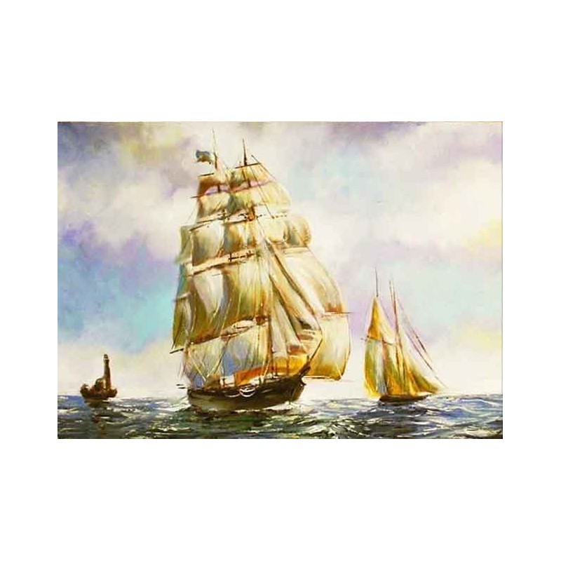  Obraz olejny ręcznie malowany Żaglowce na morzu 50x70cm