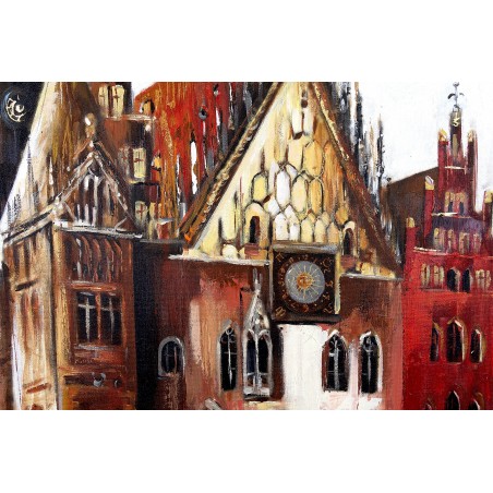  Obraz olejny ręcznie malowany 80x160cm Jaskrawy zabytek