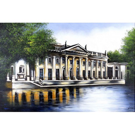  Obraz olejny ręcznie malowany 60x90cm Łazienki Warszawa