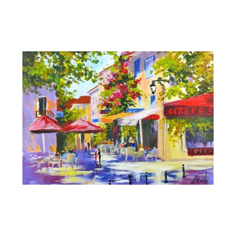  Obraz olejny ręcznie malowany 50x70cm Kolorowe kawiarnie w Paryżu