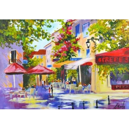  Obraz olejny ręcznie malowany 50x70cm Kolorowe kawiarnie w Paryżu