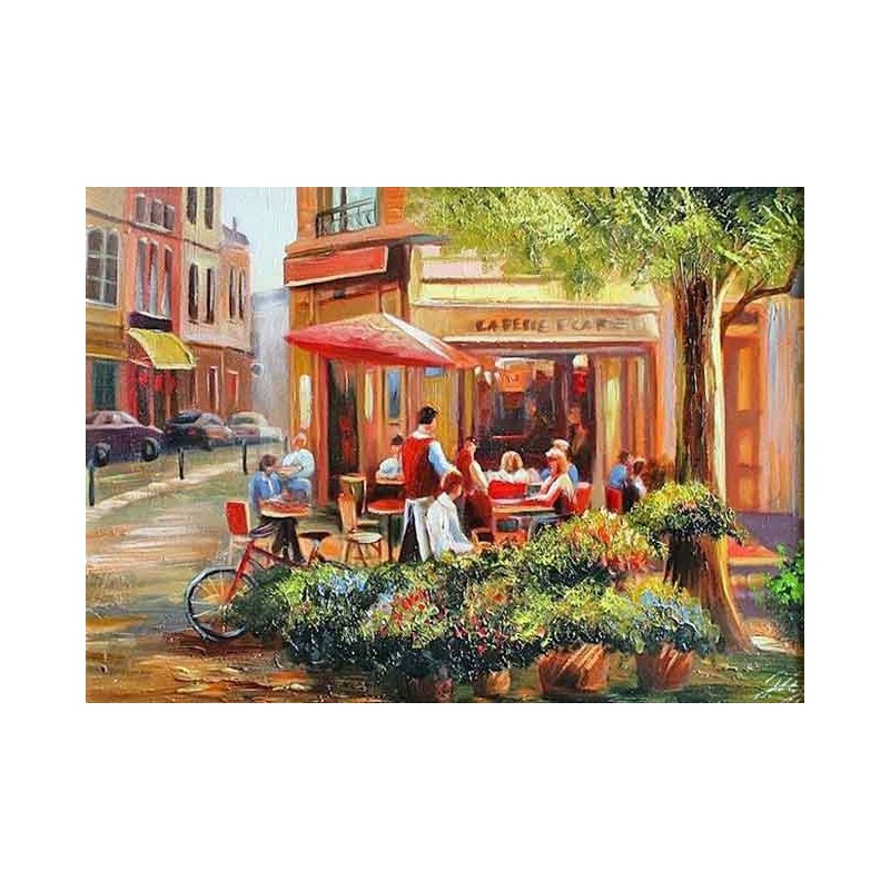  Obraz olejny ręcznie malowany 50x70cm Restauracja na rogu Paryż