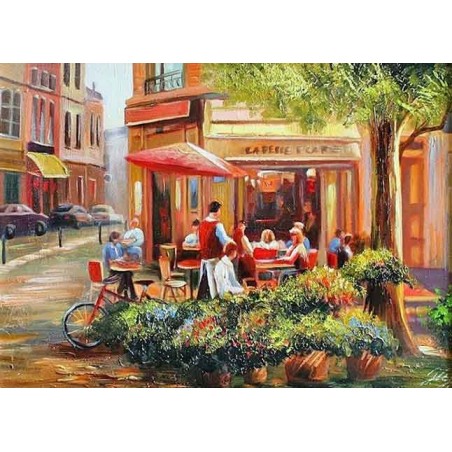  Obraz olejny ręcznie malowany 50x70cm Restauracja na rogu Paryż