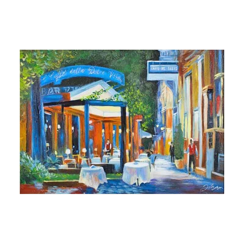  Obraz olejny ręcznie malowany 50x70cm Niebieska alejka Paryża