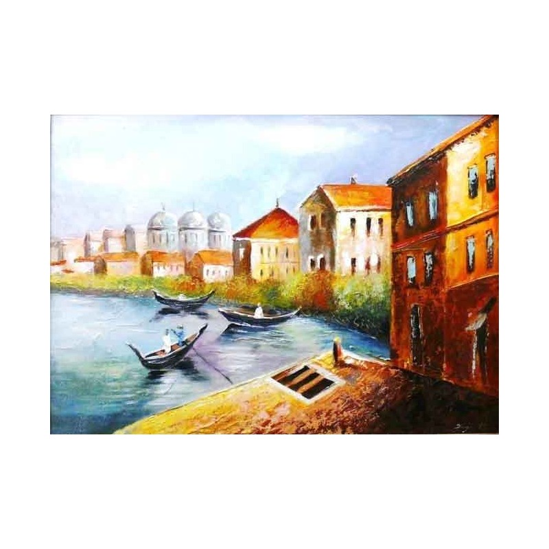  Obraz olejny ręcznie malowany 50x70cm Pogodne miasteczko Wenecja
