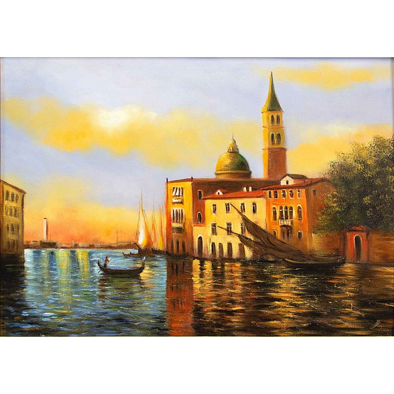  Obraz olejny ręcznie malowany 50x70cm Baśniowe miasto Wenecja