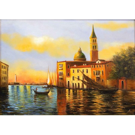  Obraz olejny ręcznie malowany 50x70cm Baśniowe miasto Wenecja