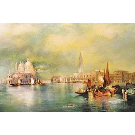  Obraz olejny ręcznie malowany 60x90cm Mgła nad Wenecją
