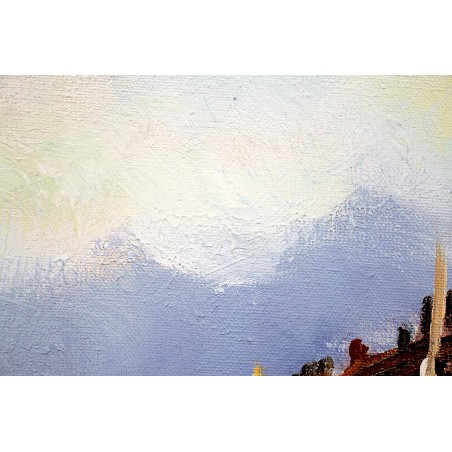  Obraz olejny ręcznie malowany 50x60cm Kanał wodny w Wenecji