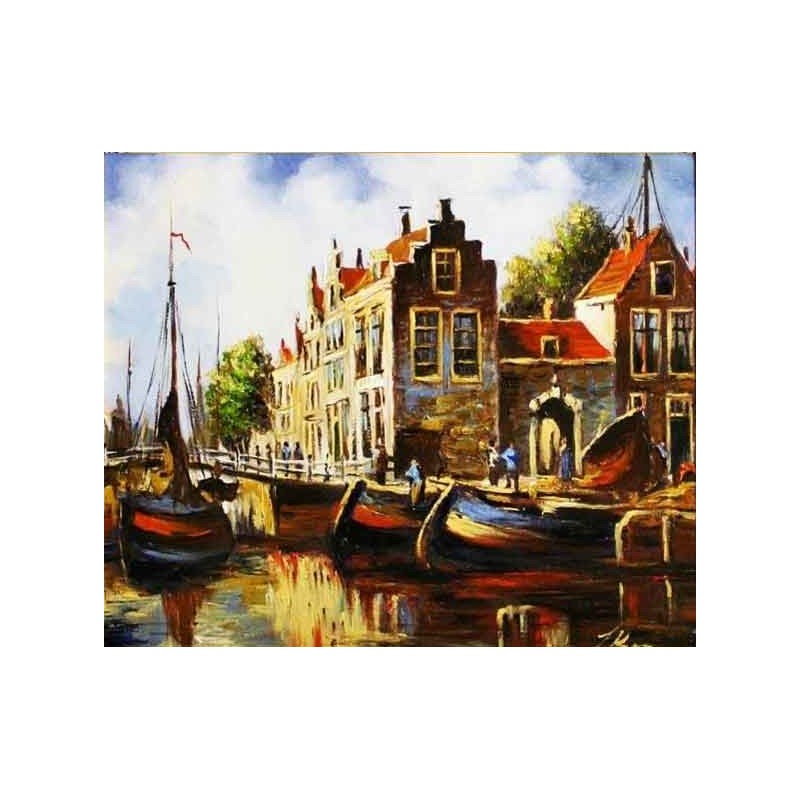  Obraz olejny ręcznie malowany 50x60cm Kolorowe gondole w Wenecji
