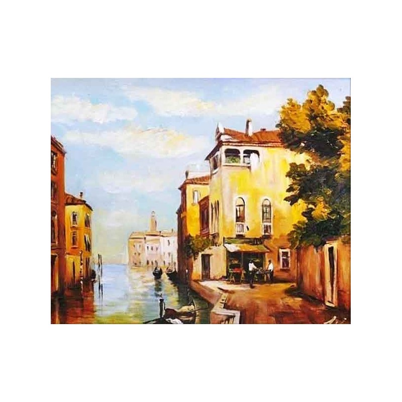  Obraz olejny ręcznie malowany 50x60cm Kanał wodny w Wenecji