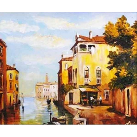  Obraz olejny ręcznie malowany 50x60cm Kanał wodny w Wenecji