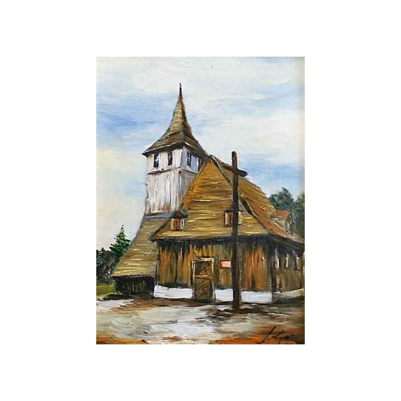  Obraz olejny ręcznie malowany 50x60cm Świątynia Wang w Karpaczu