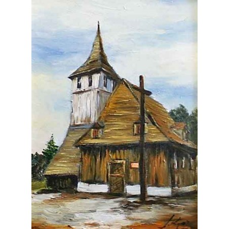  Obraz olejny ręcznie malowany 50x60cm Świątynia Wang w Karpaczu