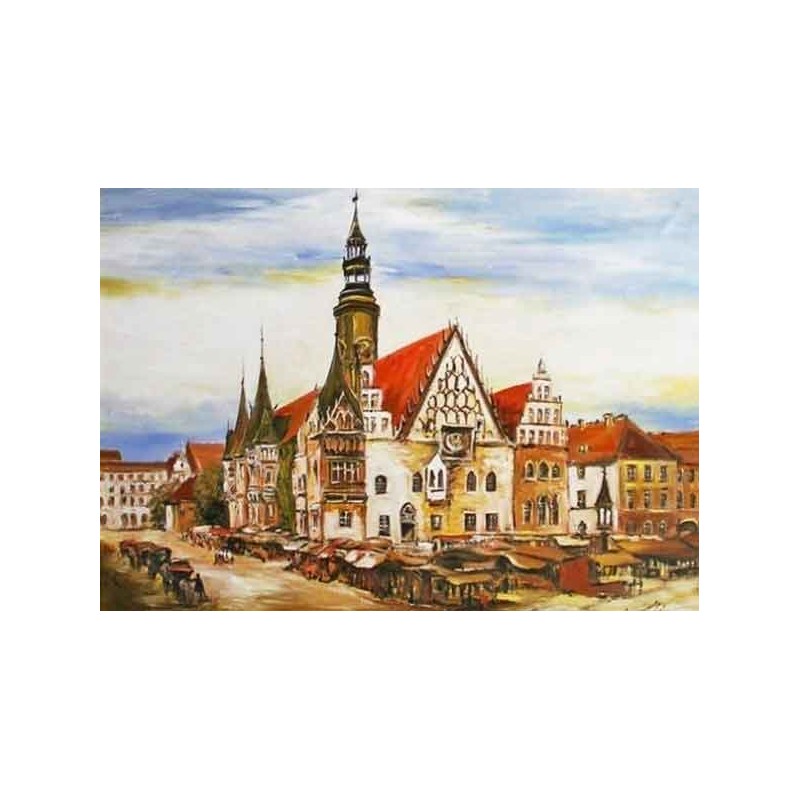  Obraz olejny ręcznie malowany 50x70cm Pogodny dzień we Wrocławiu