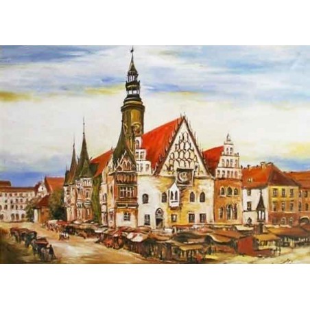  Obraz olejny ręcznie malowany 50x70cm Pogodny dzień we Wrocławiu