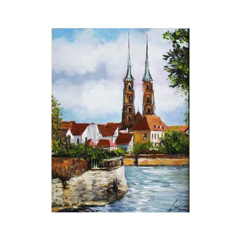 Obraz olejny ręcznie malowany 50x70cm Malowniczy Wrocław