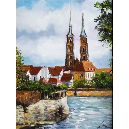  Obraz olejny ręcznie malowany 50x70cm Malowniczy Wrocław