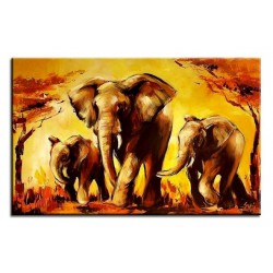  Obraz olejny ręcznie malowany 60x90cm Słonie