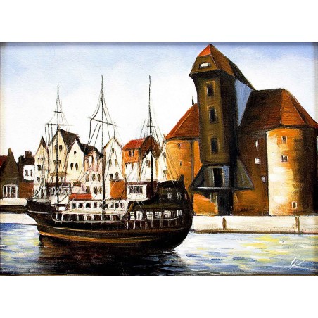  Obraz ręcznie malowany Miasto Gdańsk 50x60cm