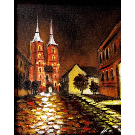  Obraz olejny ręcznie malowany 50x60cm Trakt we Wrocławiu