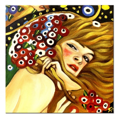  Obraz olejny ręcznie malowany na płótnie 90x90cm Gustav Klimt Węże wodne II kopia