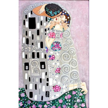  Obraz olejny ręcznie malowany Gustav Klimt Pocałunek róż 60x90cm
