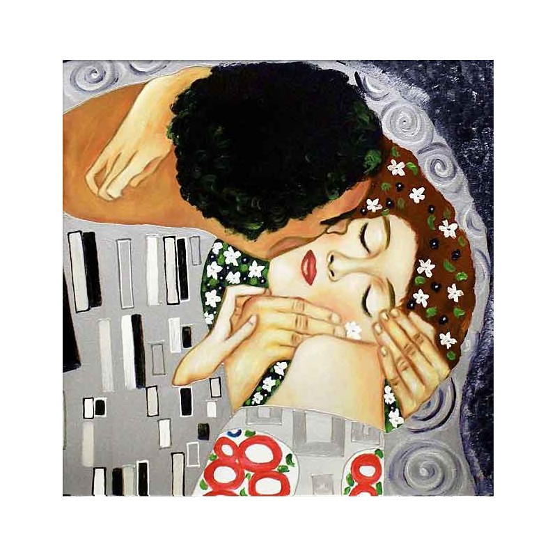 Obraz olejny ręcznie malowany Gustav Klimt Pocałunek 90x90cm