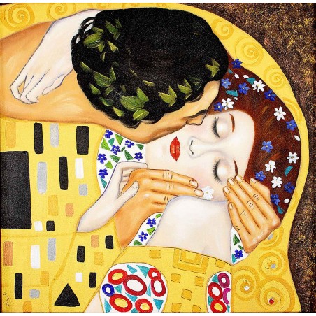 Obraz olejny ręcznie malowany Gustav Klimt Pocałunek 90x90cm