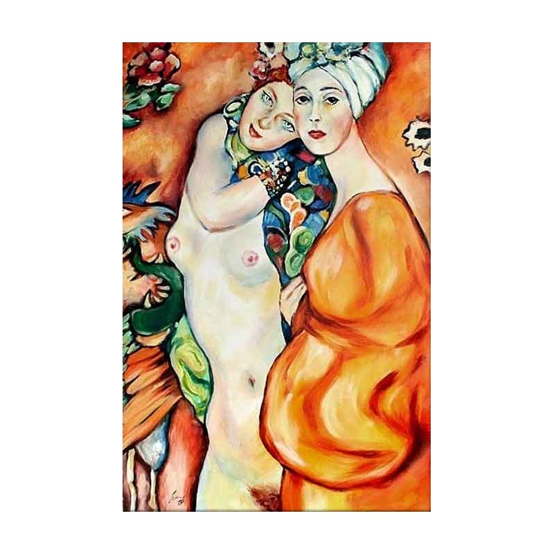  Obraz olejny ręcznie malowany 60x90cm Gustav Klimt Przyjaciółki
