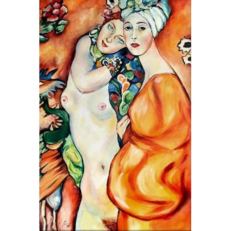  Obraz olejny ręcznie malowany 60x90cm Gustav Klimt Przyjaciółki