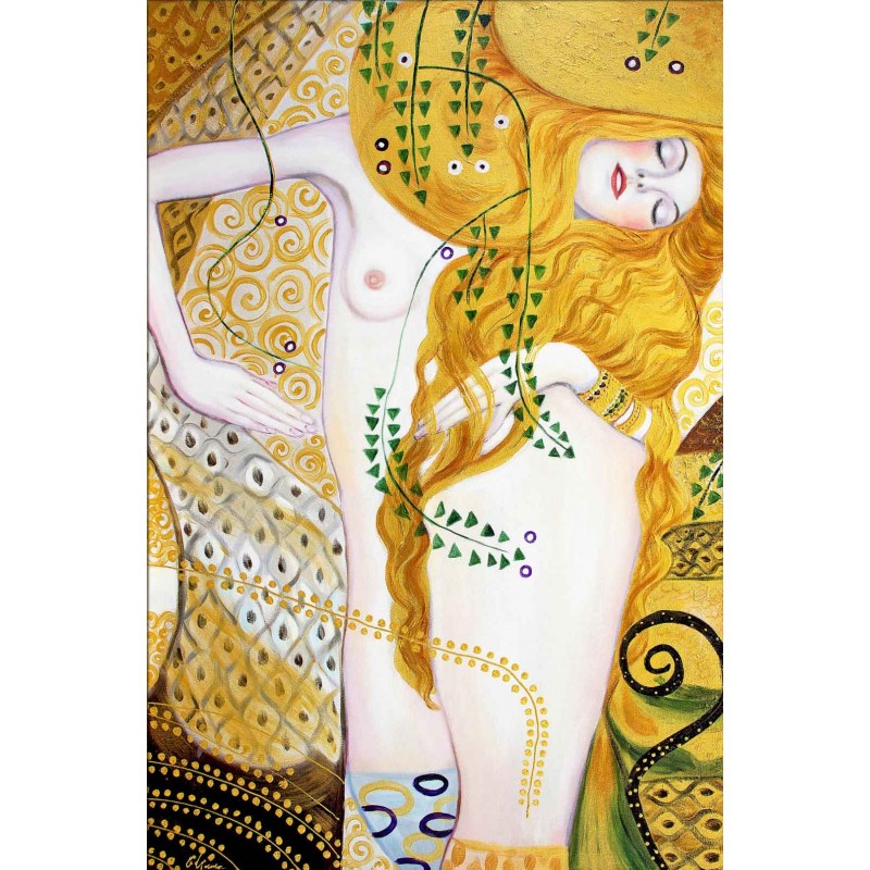  Obraz olejny ręcznie malowany Gustav Klimt Węże wodne 60x90cm