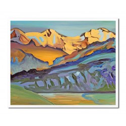  Obraz olejny ręcznie malowany 43x53cm Krajobraz w słońcu