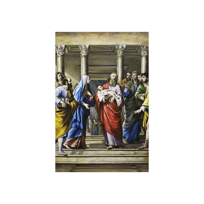  Obraz olejny ręcznie malowany religijny 60x90cm Ofiarowanie Pańskie