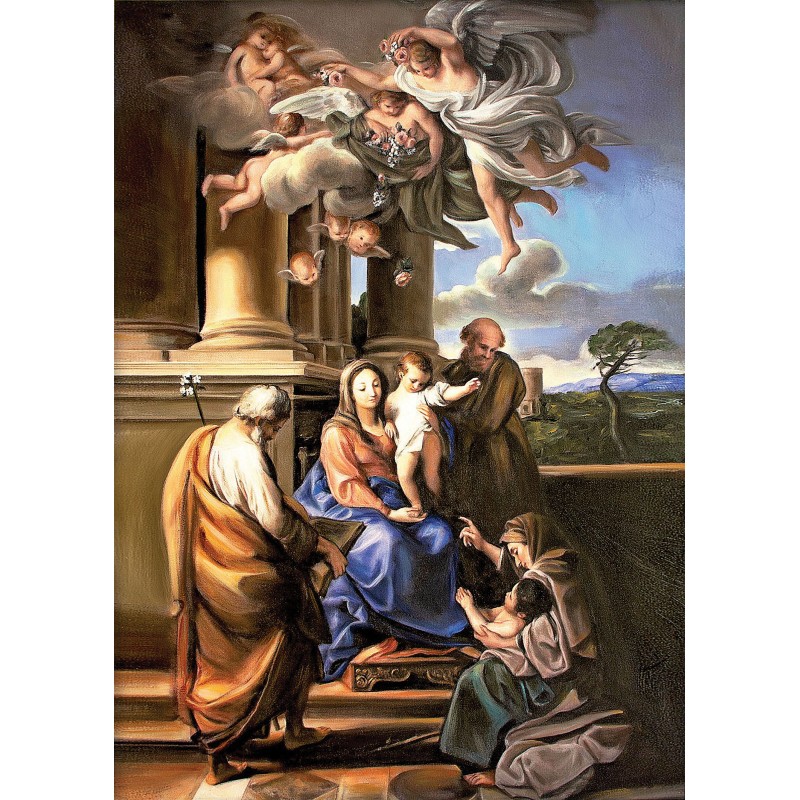  Obraz ręcznie malowany 50x70cm Pompeo Girolamo Batoni Maryja, Dzieciatko i Święci - Świętych obcowanie