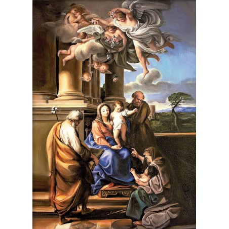  Obraz ręcznie malowany 50x70cm Pompeo Girolamo Batoni Maryja, Dzieciatko i Święci - Świętych obcowanie