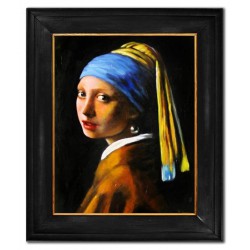  Obraz olejny ręcznie malowany na płótnie 53x64cm Jan Vermeer Dziewczyna z perłą kopia
